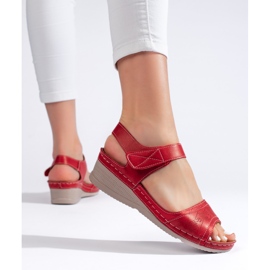 Sandalias de mujer rojas con velcro. rojo 1 Sandalias de mujer rojas con velcro. rojo 1
