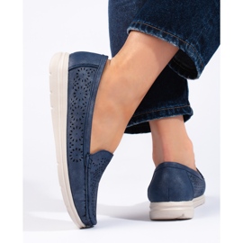 Mocasines de mujer calados, azul marino 3