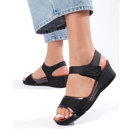 Sandalias de mujer negras con velcro negro 2 Sandalias de mujer negras con velcro negro 2