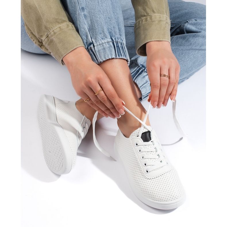 Seastar Zapatos de mujer con cordones calados blancos 1