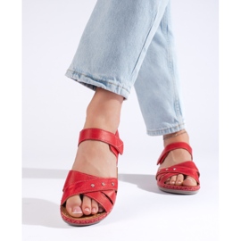 Sandalias plataforma mujer rojo claro 3
