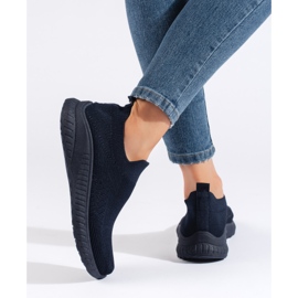 Zapatillas deportivas sin cordones para mujer, azul marino. 2
