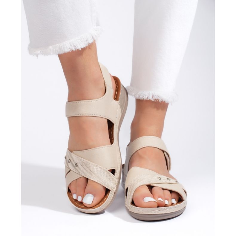 Sandalias plataforma mujer beige claro 1