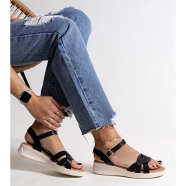 Sandalias negras de cuña baja de Khalid negro 1