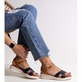 Sandalias de cuña baja en negro y marrón de Hakima 3