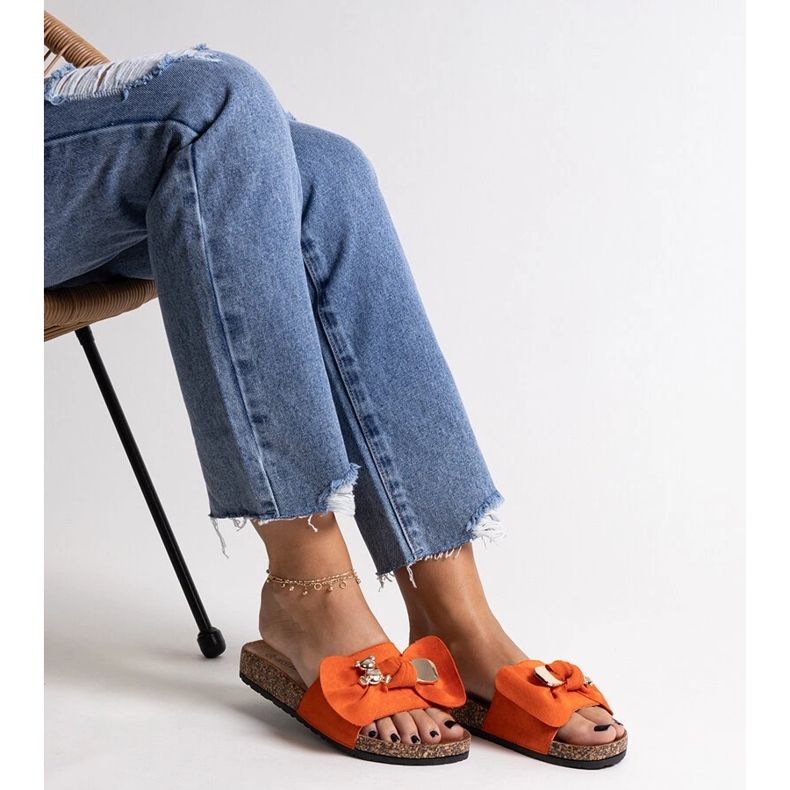 Chanclas naranjas con lazo y osito Segan 2 Chanclas naranjas con lazo y osito Segan 2
