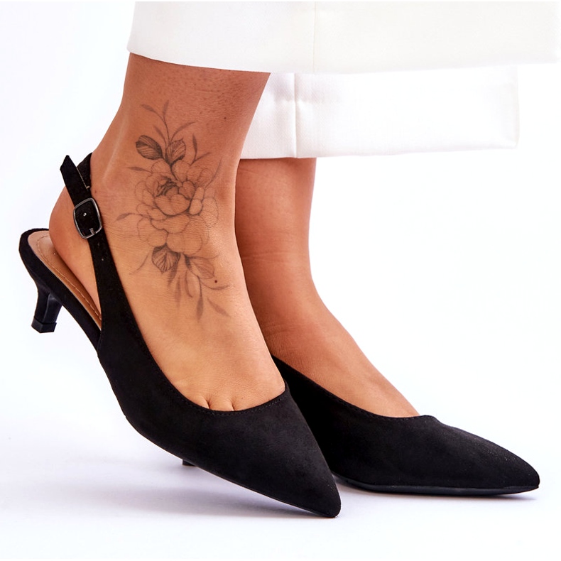 Jeeini Zapatos de salón de punta baja, negro 4