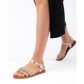 Sandalias planas mujer doradas dorado 2