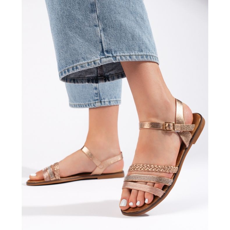 Sandalias planas mujer doradas dorado 1