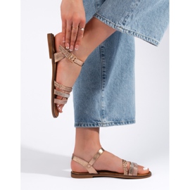 Sandalias planas mujer doradas dorado 3