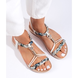 Sandalias planas punto blanco 3