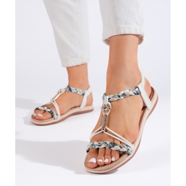 Sandalias planas punto blanco 1