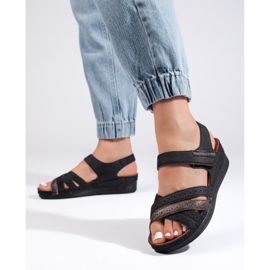 Sandalias mujer velcros negras negro 3