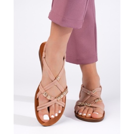 Sandalias slip-on blancas con tiras entrelazadas rosado 1