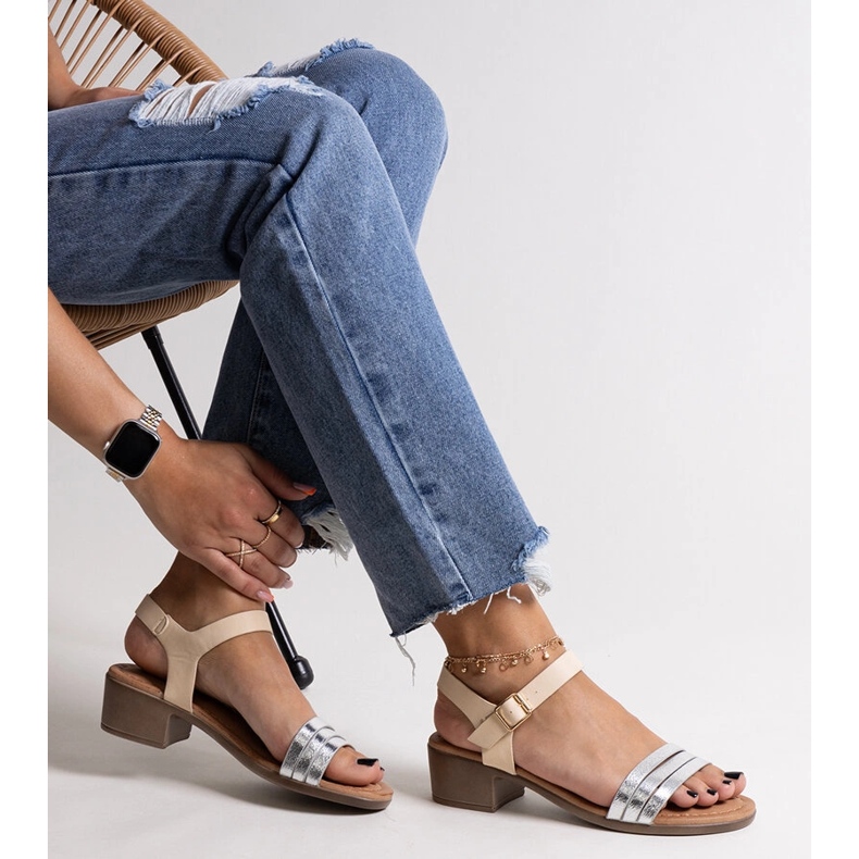 Sandalias tacón bajo Salsabi plata 1