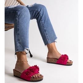 Chanclas rosas con flores en la plataforma Apolonia rosado 3