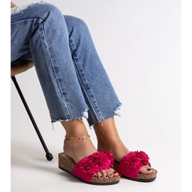 Chanclas rosas con flores en la plataforma Apolonia rosado 2