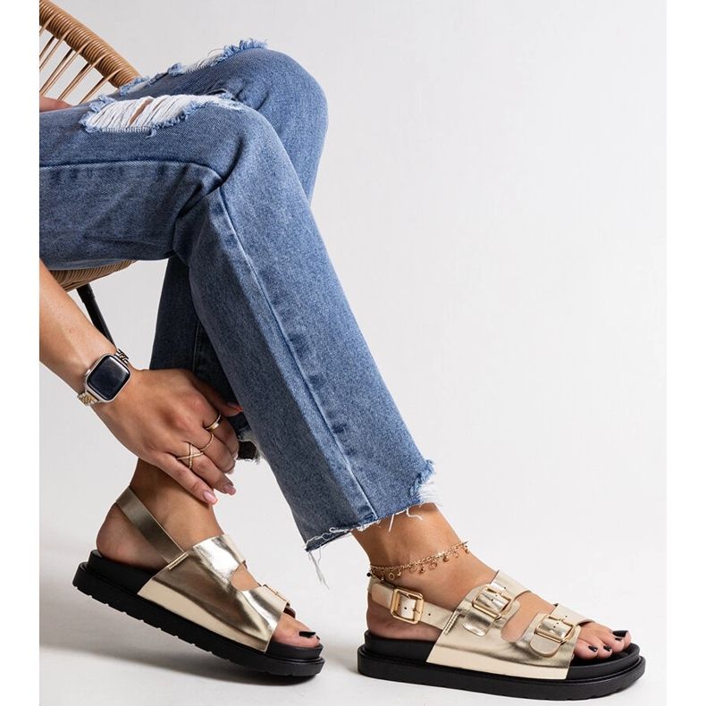 Sandalias Bashera plataforma dorada dorado 1