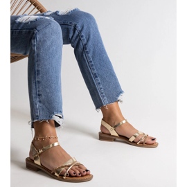 Sandalias de tacón doradas con circonitas Elanoria dorado 3
