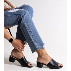 Chanclas Asala tacón bajo negras negro 1