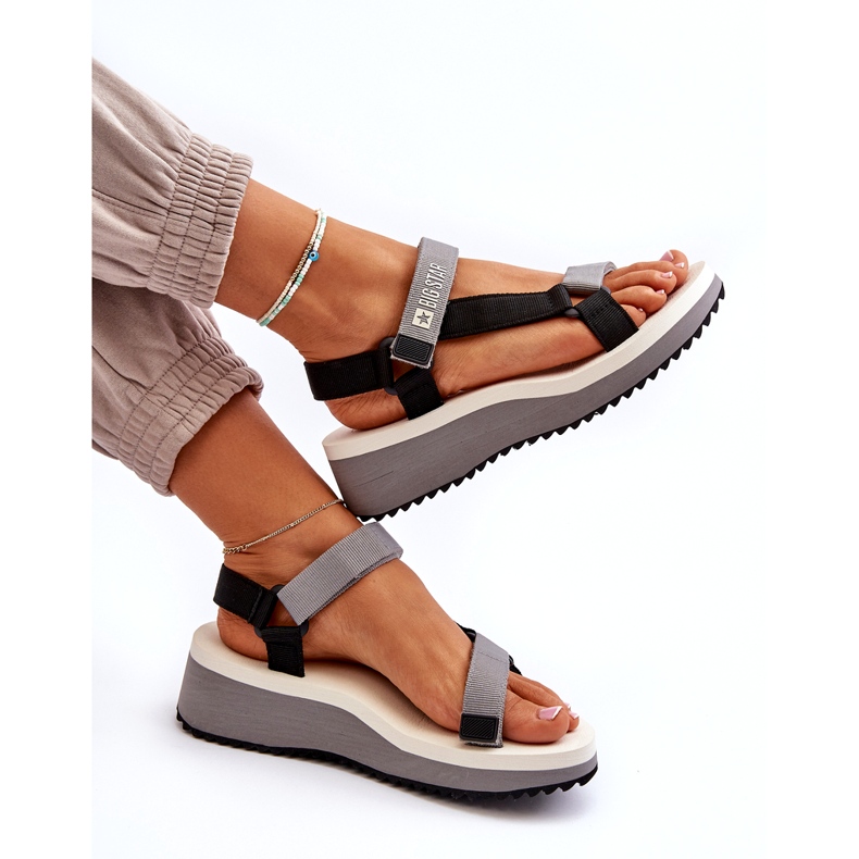 Sandalias Mujer Con Plataforma Y Cuña Big Star NN274A054 Gris 3