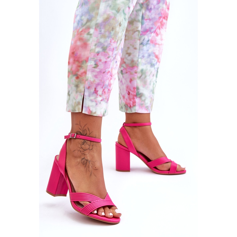 Sandalias Zipola Clásicas Fucsia Con Tacón 4 Sandalias Zipola Clásicas Fucsia Con Tacón 4