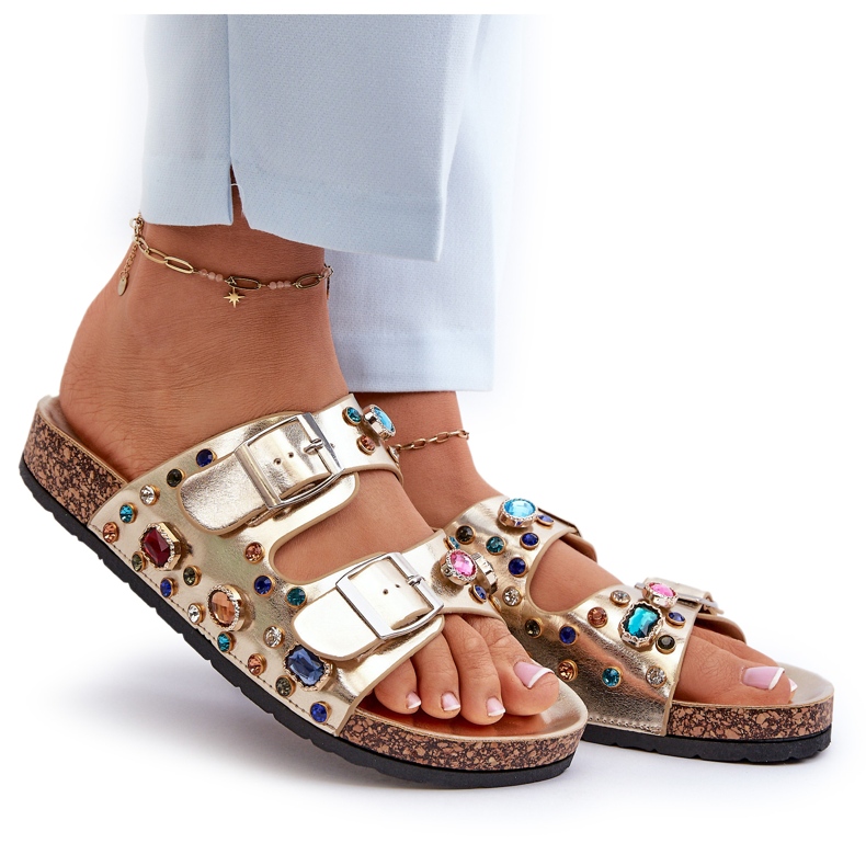 Chanclas de Mujer Decoradas con Hebillas S.Barski MY121 Dorado 5