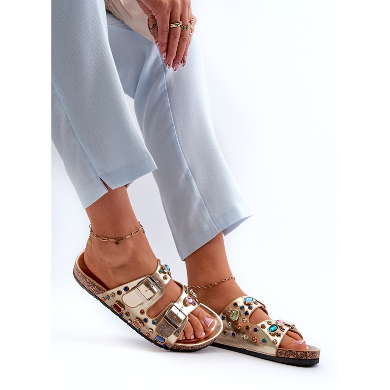 Chanclas de Mujer Decoradas con Hebillas S.Barski MY121 Dorado 4