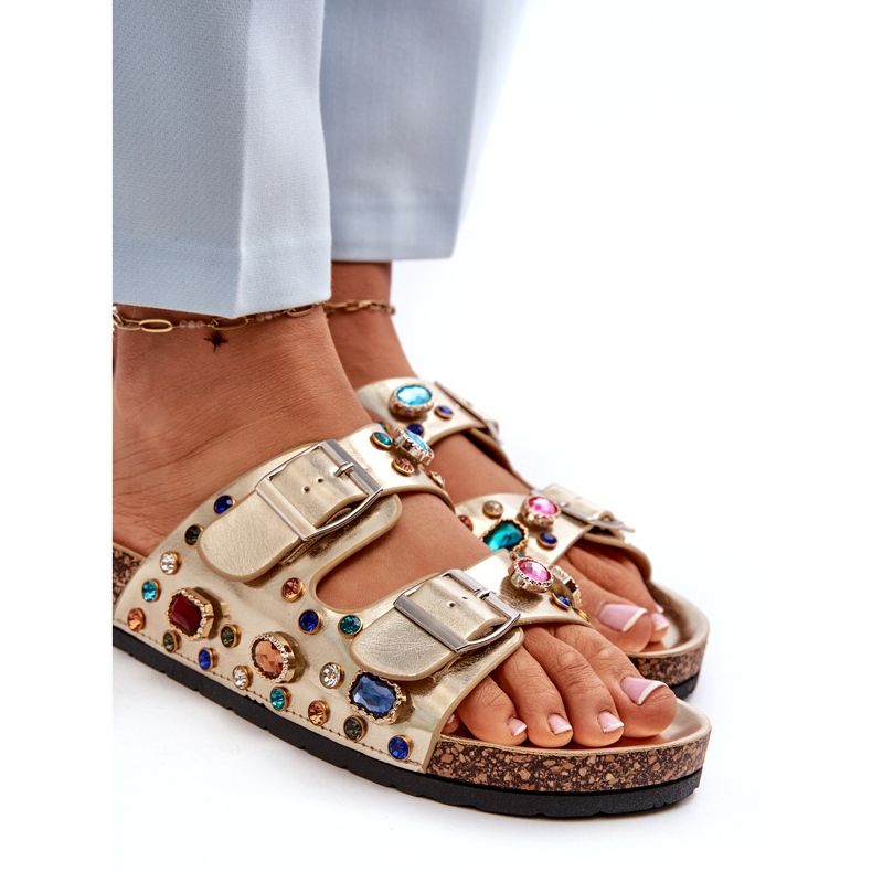 Chanclas de Mujer Decoradas con Hebillas S.Barski MY121 Dorado 3