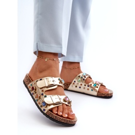 Chanclas de Mujer Decoradas con Hebillas S.Barski MY121 Dorado 1