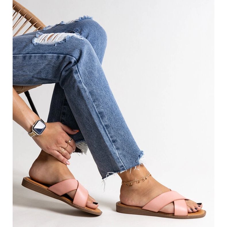 Chanclas de ecopiel Klementyna rosa 1