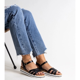 Sandalias cuña baja Hikma negro 2