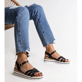 Sandalias cuña baja Hikma negro 3