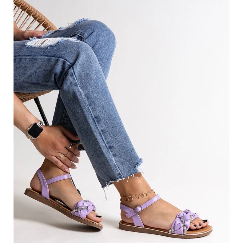 Sandalias moradas decoradas con circonitas Giada púrpura 1