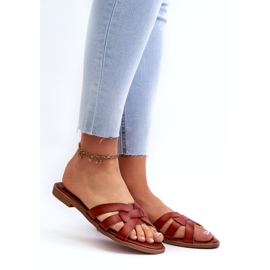 Evento Chanclas Planas para Mujer Fabricadas en Piel Ecológica, Marrón 1