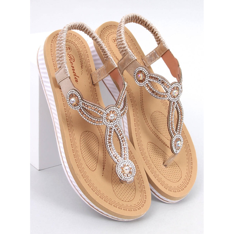 Sandalias chanclas con circonitas Harani Gold dorado 1