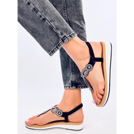 Harani Sandalias chanclas negras con circonitas negro 3
