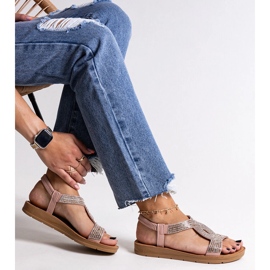 Sandalias rosas decoradas con circonitas Michalina 1