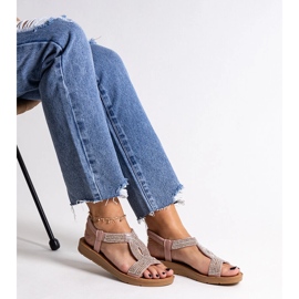 Sandalias rosas decoradas con circonitas Michalina rosado 2