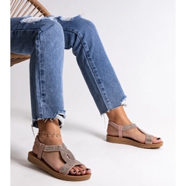 Sandalias rosas decoradas con circonitas Michalina rosado 3