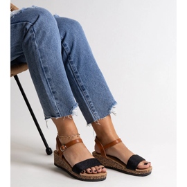 Sandalias cuña baja corcho Malada negro 2