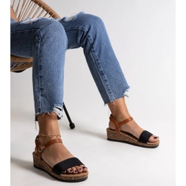 Sandalias cuña baja corcho Malada negro 3