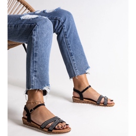 Sandalias cuña baja Saila negro 3