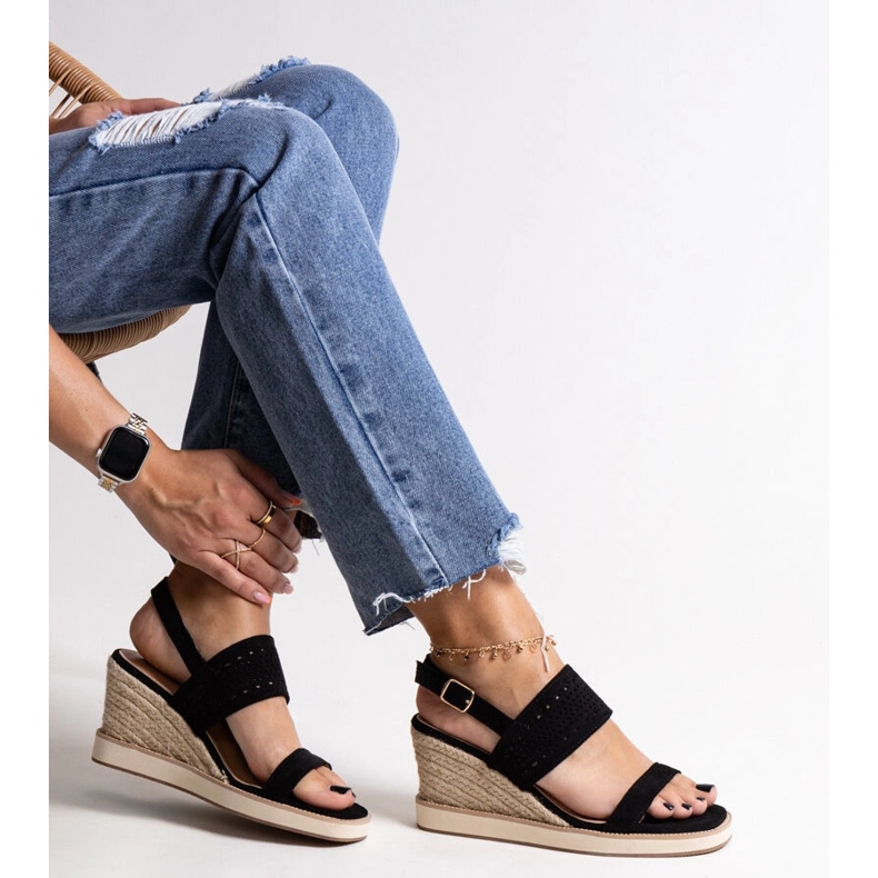 Sandalias cuña Muhja negras negro 1