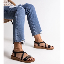 Sandalias negras con hebilla dorada de Pamphila negro 3
