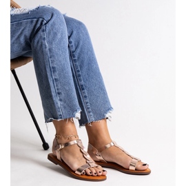 Sandalias planas amaranto champagne dorado 2