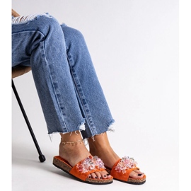 Chanclas naranjas decoradas con piedras Negistina 2