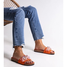Chanclas naranjas decoradas con piedras Negistina 3