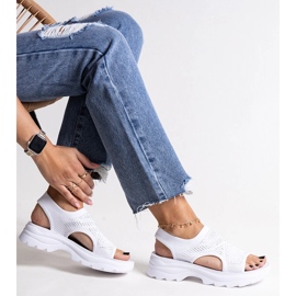 Sandalias de tela blanca con plataforma Fnan. blanco 1