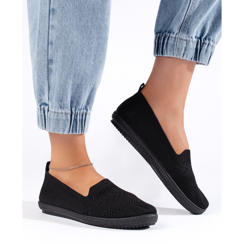 Slip-on de mujer de tela negra negro 1
